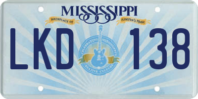 MS license plate LKD138