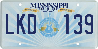 MS license plate LKD139