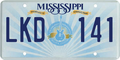 MS license plate LKD141