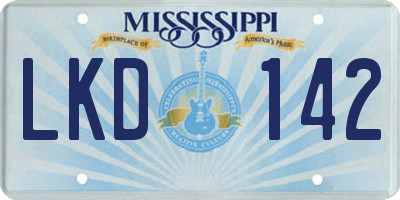 MS license plate LKD142