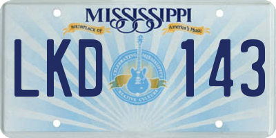 MS license plate LKD143