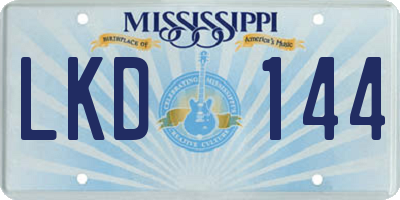 MS license plate LKD144