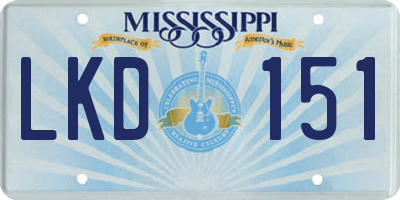 MS license plate LKD151