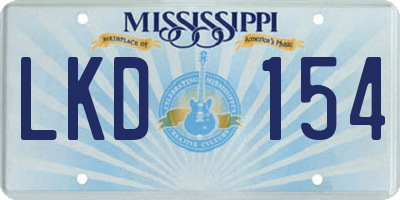 MS license plate LKD154