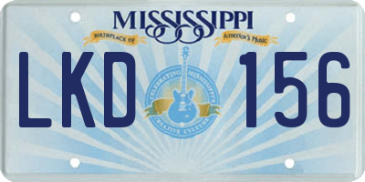 MS license plate LKD156