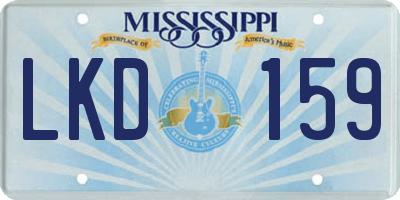 MS license plate LKD159