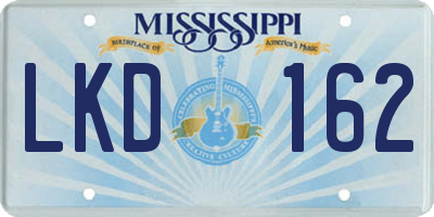 MS license plate LKD162