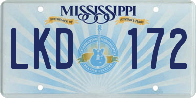 MS license plate LKD172