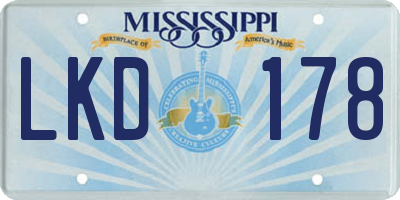 MS license plate LKD178