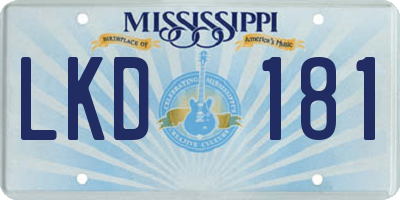 MS license plate LKD181