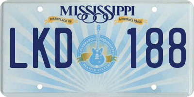MS license plate LKD188