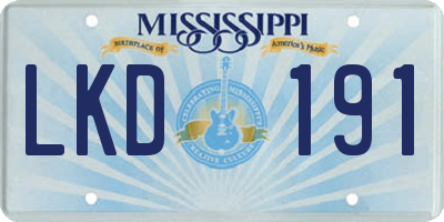MS license plate LKD191