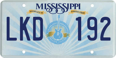 MS license plate LKD192