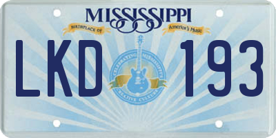 MS license plate LKD193