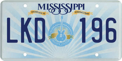 MS license plate LKD196