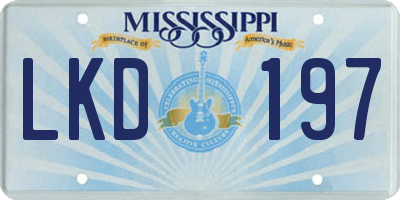 MS license plate LKD197