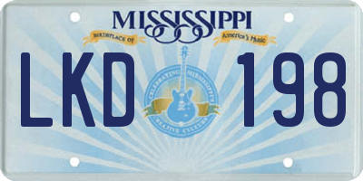 MS license plate LKD198