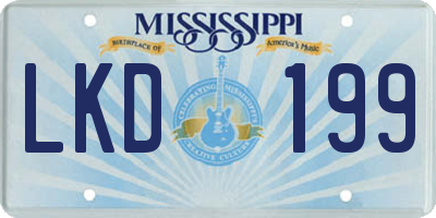 MS license plate LKD199
