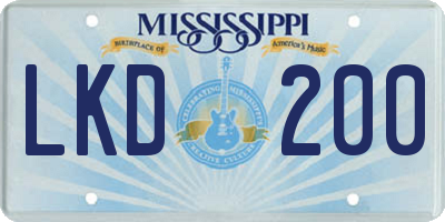 MS license plate LKD200