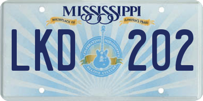 MS license plate LKD202