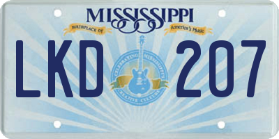 MS license plate LKD207