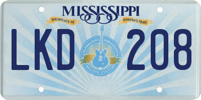 MS license plate LKD208
