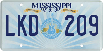 MS license plate LKD209