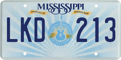 MS license plate LKD213