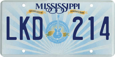 MS license plate LKD214