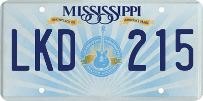 MS license plate LKD215
