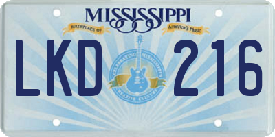 MS license plate LKD216