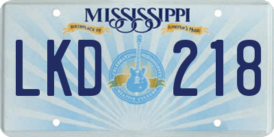 MS license plate LKD218