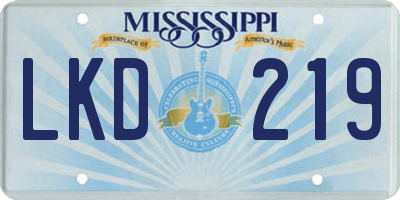 MS license plate LKD219