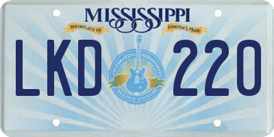MS license plate LKD220