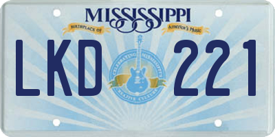 MS license plate LKD221