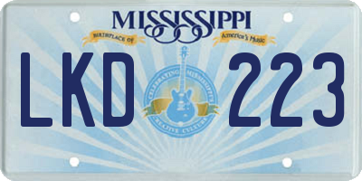 MS license plate LKD223
