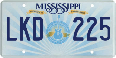 MS license plate LKD225