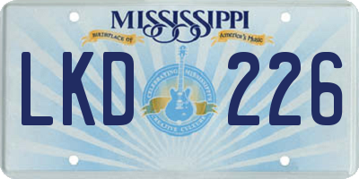 MS license plate LKD226