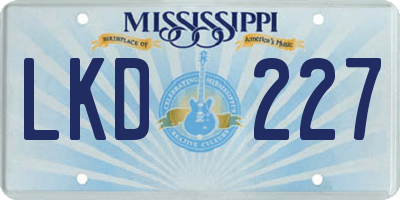MS license plate LKD227