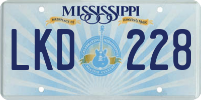 MS license plate LKD228