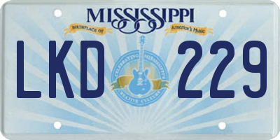 MS license plate LKD229