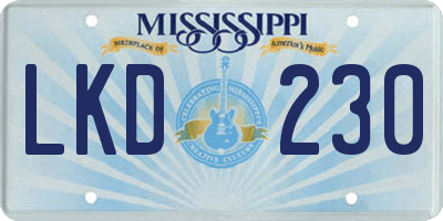 MS license plate LKD230