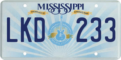 MS license plate LKD233