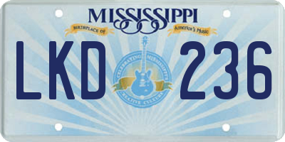 MS license plate LKD236