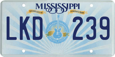 MS license plate LKD239