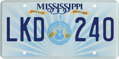 MS license plate LKD240