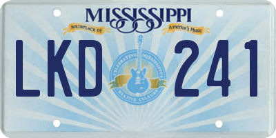 MS license plate LKD241