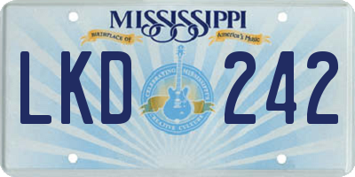 MS license plate LKD242