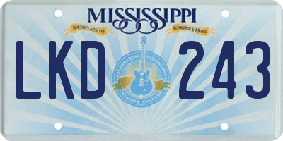MS license plate LKD243