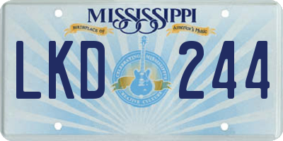 MS license plate LKD244